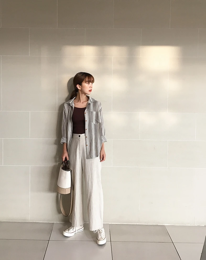 Quần đũi ống rộng mặc với áo gì mùa đông