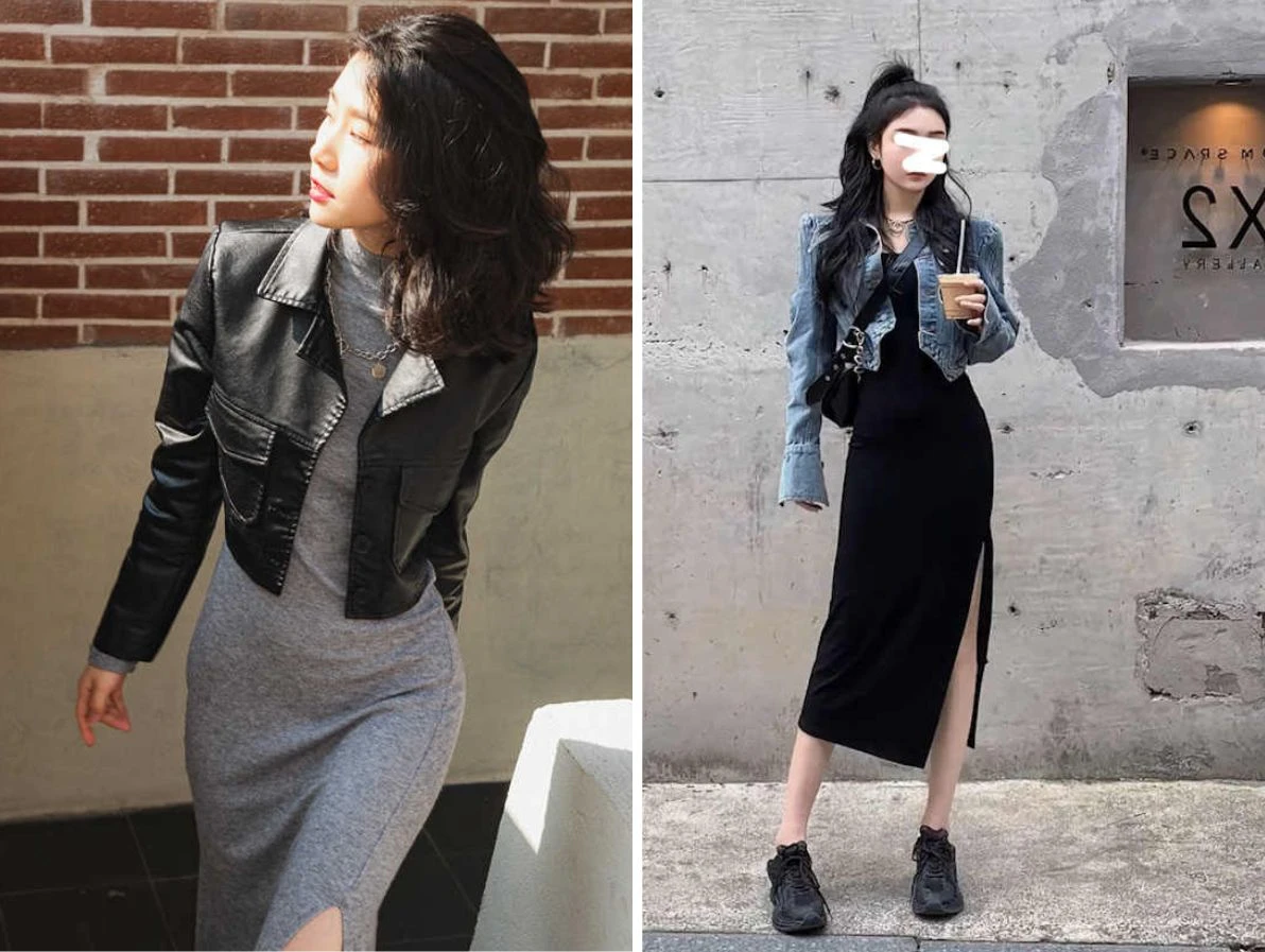 Phối đồ với váy len body dài trắng