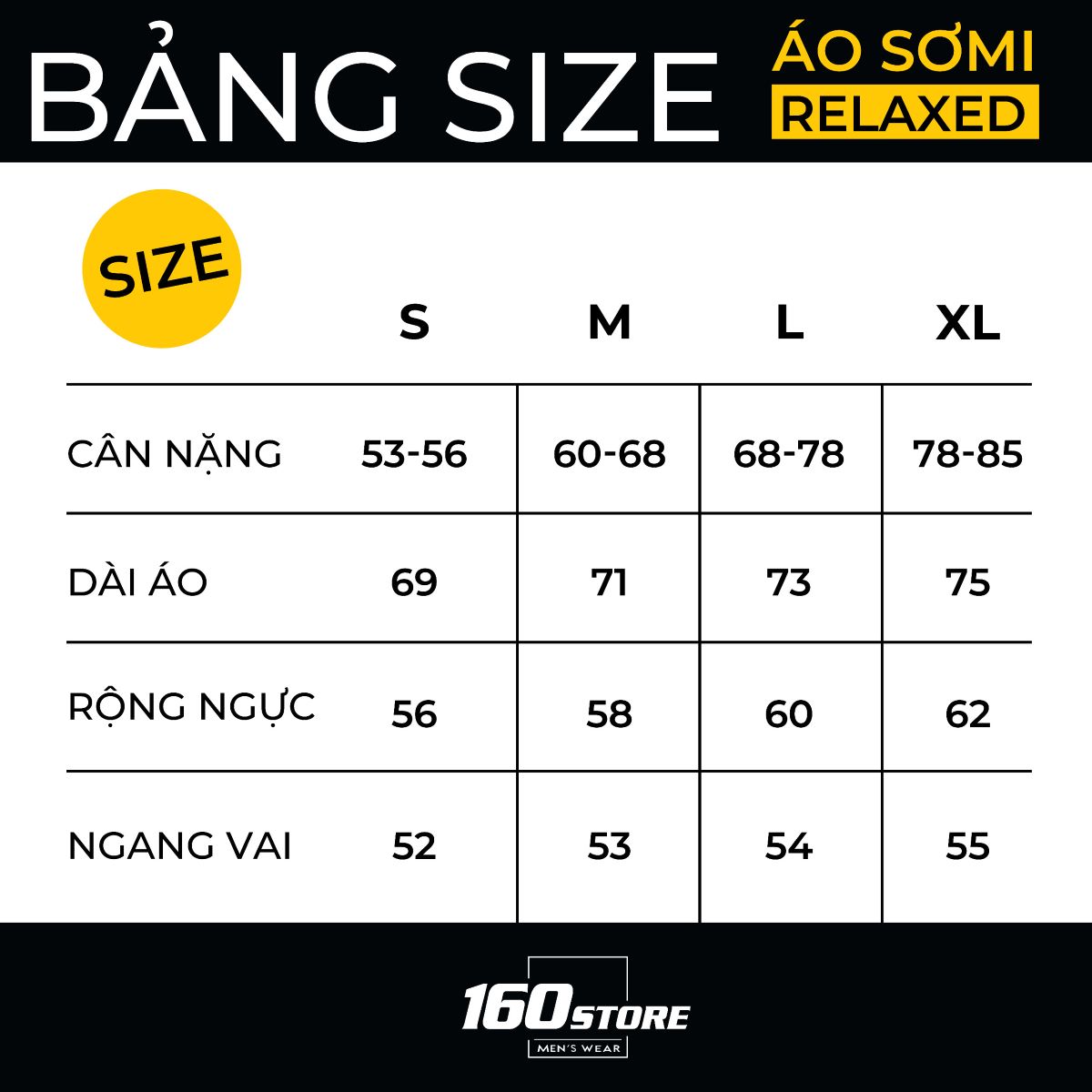 Bảng size áo sơ mi cho người 70kg