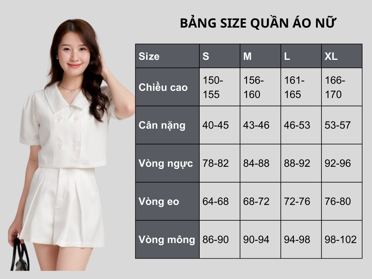 Bảng size quần áo nữ 60kg