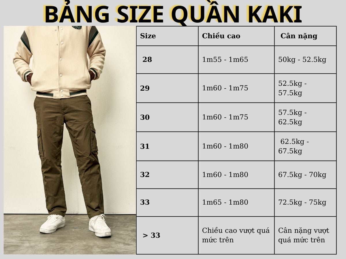 Cách chọn size quần kaki cho nam 75kg