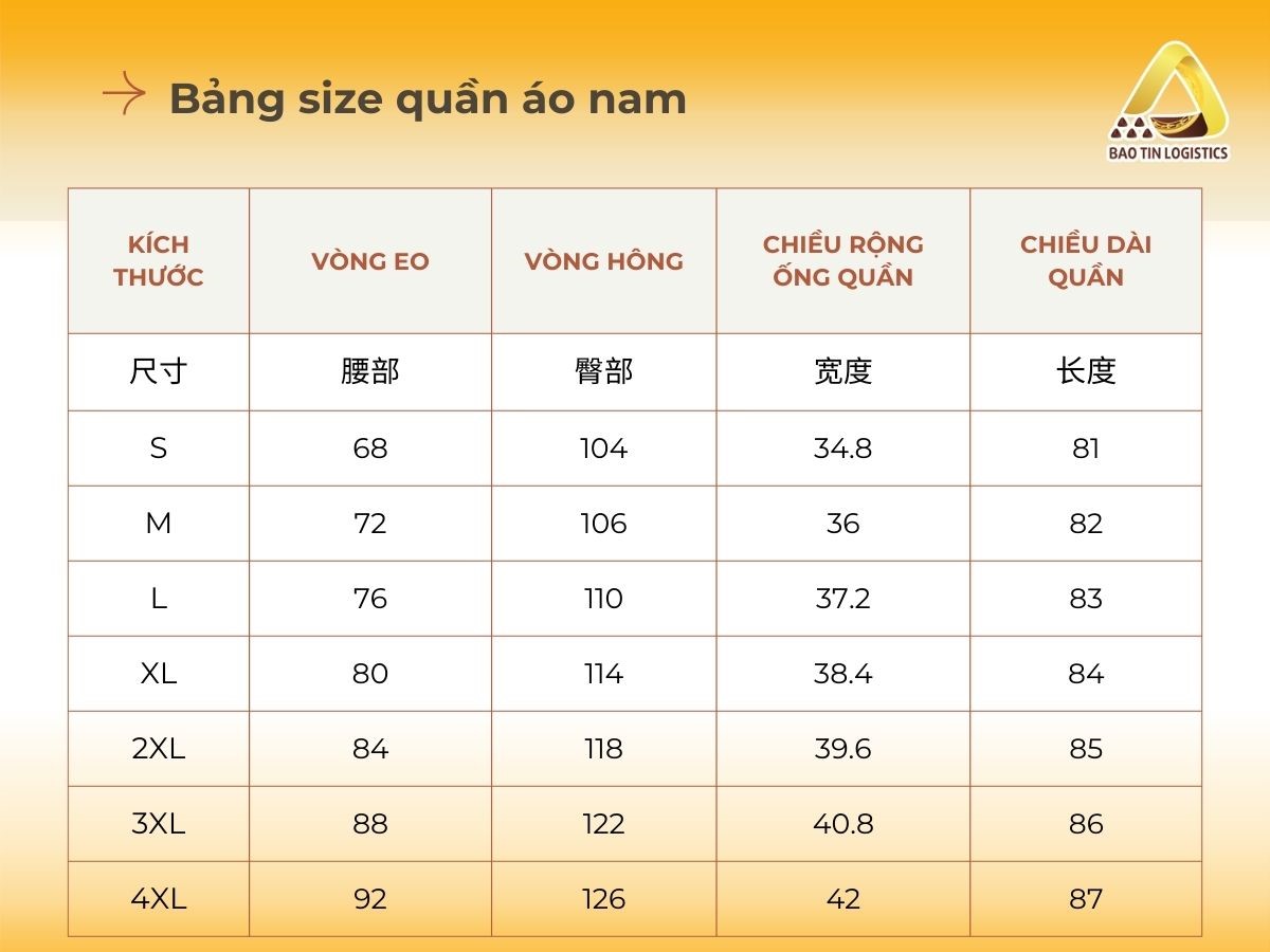 60kg mặc quần size gì nam