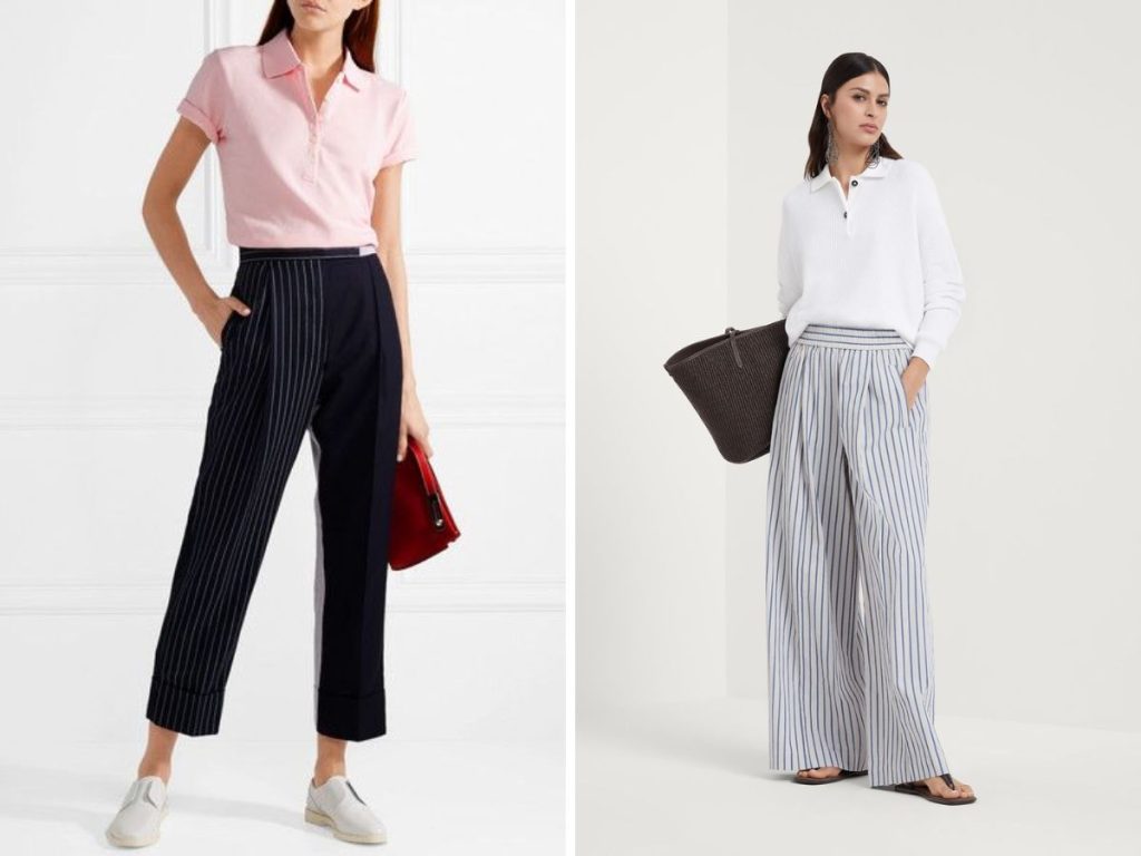 Phối đồ với quần sọc ống đứng