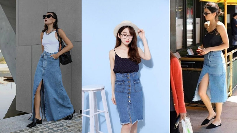 20+ Cách Phối Đồ Chân Váy Jean Dài Sành Điệu Hack Dáng 11 Outfit với chân váy jean dài