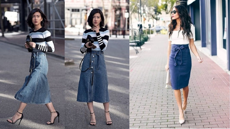 20+ Cách Phối Đồ Chân Váy Jean Dài Sành Điệu Hack Dáng 3 Phối đồ chân váy jean dài và áo croptop