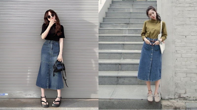 20+ Cách Phối Đồ Chân Váy Jean Dài Sành Điệu Hack Dáng 4 Cách phối đồ với váy jean dài mùa hè