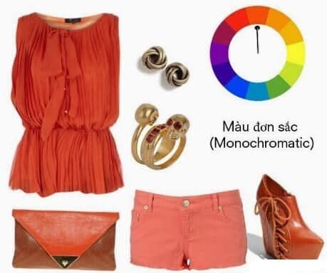 Phối màu quần áo nữ đơn sắc