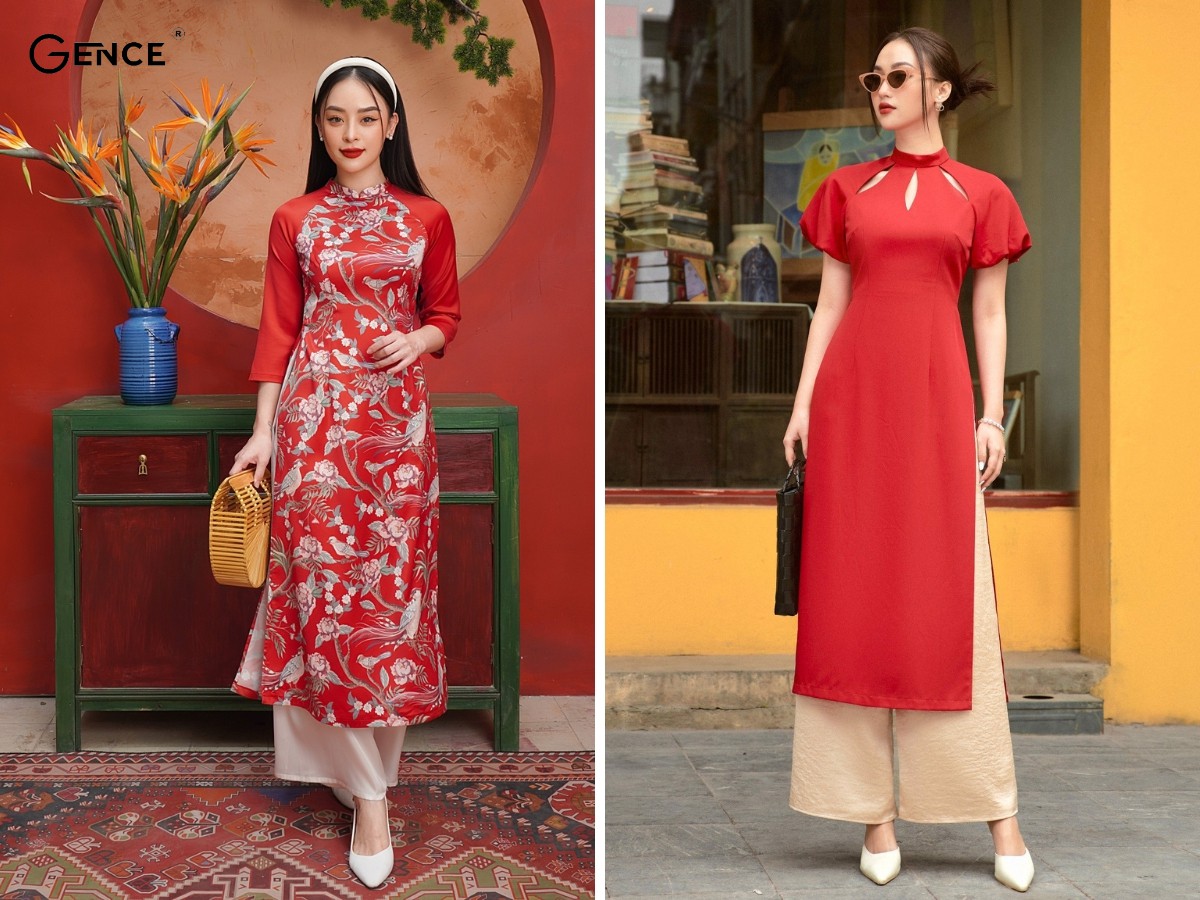 phối đồ tết với áo dài cách tân