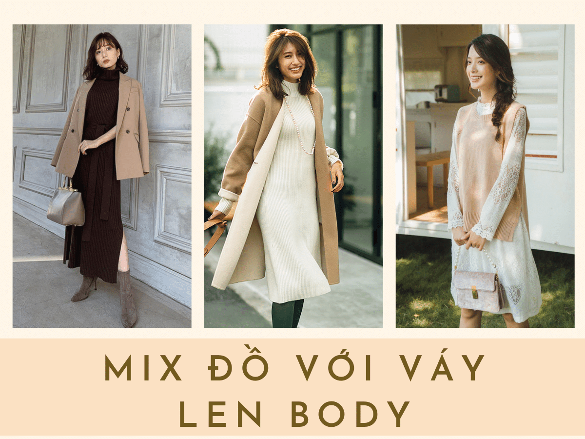 Cách phối đồ với váy len body dài và blazer