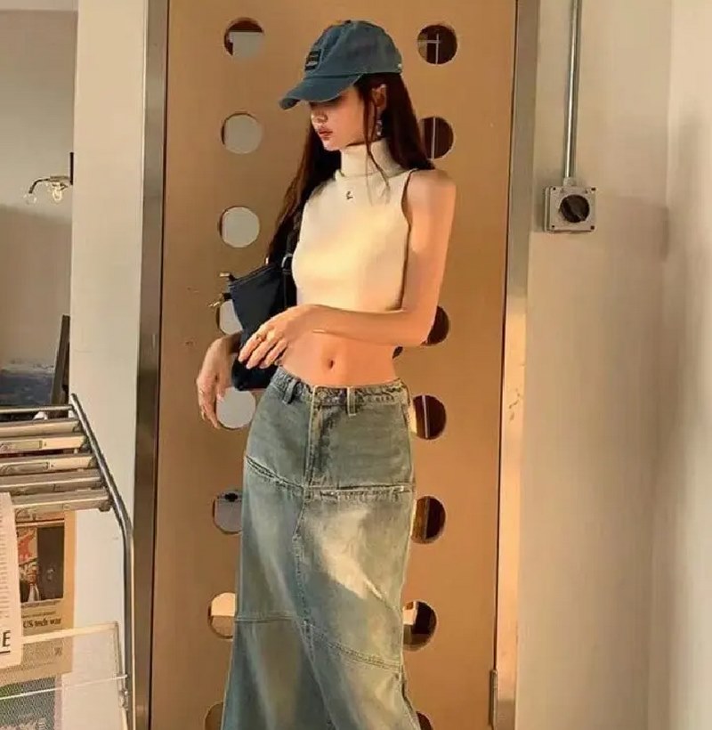 phoi ao croptop voi chan vay jean 5657