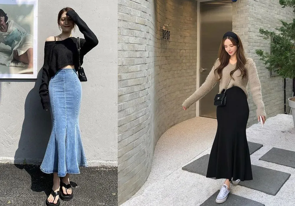 Bật Mí 15+ Cách Phối Đồ Với Chân Váy Đuôi Cá Dài 27 phoi do voi chan vay duoi ca dai 5253