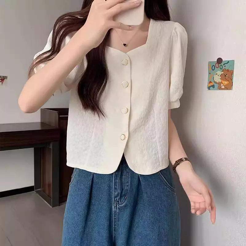 Áo Cổ Vuông Tay Ngắn Cotton 4 Chiều Cao Cấp, Bền Đẹp