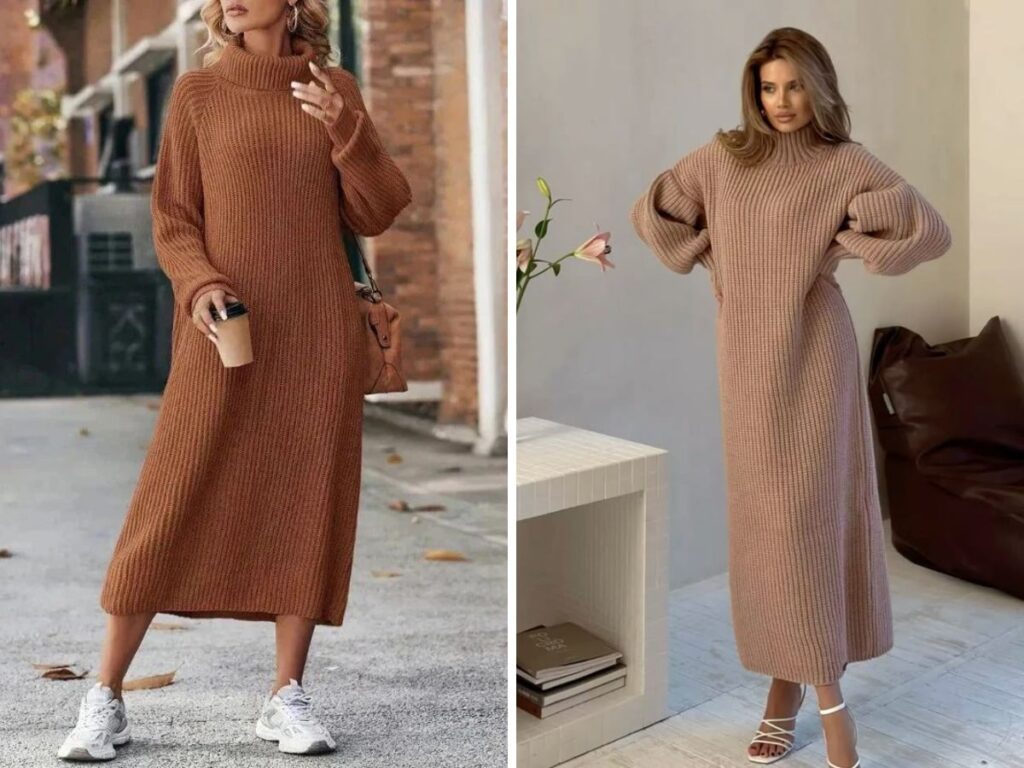 Cách mặc váy len body dài đẹp