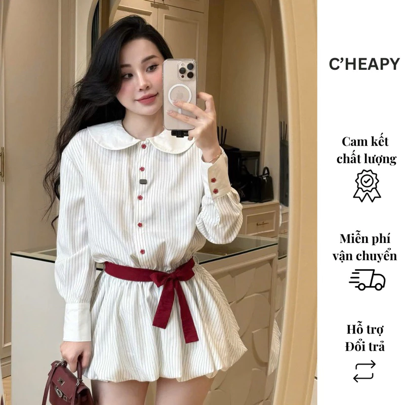 Đầm Jumpsuit Bí Kẻ Sọc Cao Cấp, Thanh Lịch Giá Ưu Đãi